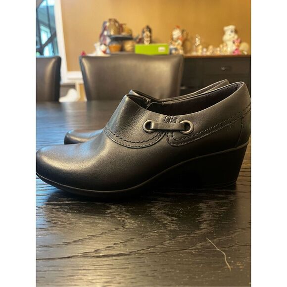 Clarks Black Genette Danby Leather Clogs sz 7 NWOT - Picture 4 of 7